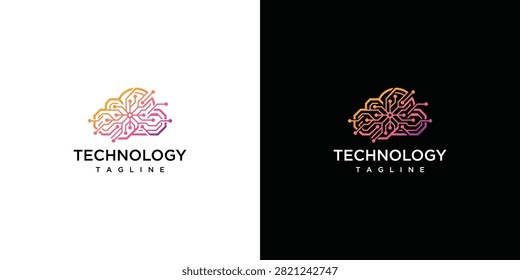 Modern Tech Cloud Logo with Circuit Pattern