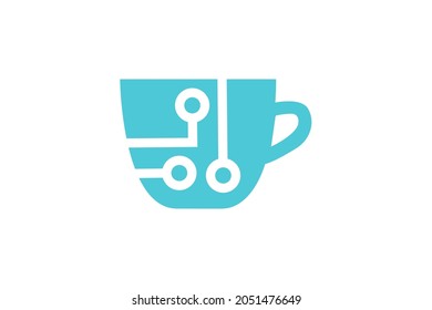 moderne technische Kaffeetasse mit Form einer elektronischen Schaltung, Vektorgrafik