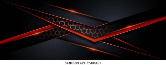 Modern Tech Dark Background with Orange Shape Element Combination. Graphic Design Element.