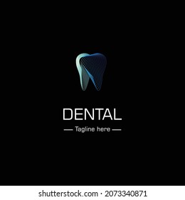 Modern tech dental logo vector. Minimalist line art teeth logo design