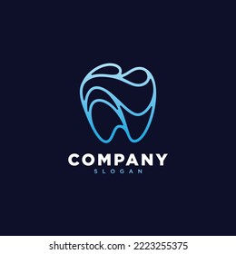 Modern tech dental logo vector. Minimalist line art teeth logo design. Vector illustration EPS.8 EPS.10