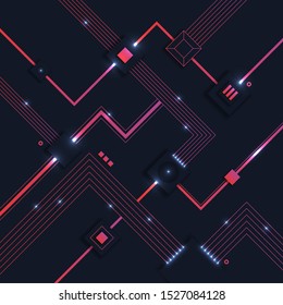 Modern tech flat design circuit background