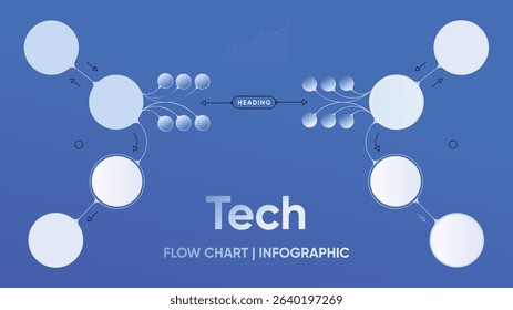 Modern Tech Flow Chart Infographic with Dynamic Nodes and Arrows. blockchain, Artificial Intelligence. 3,4, 6, 8, 10, 12 step infograph.