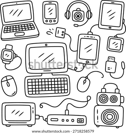 Modern Tech Gadgets Icon Set