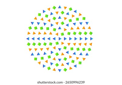 Moderna Geometria Tecnológica - Design Circular Abstrato Apresentando Quadrados de Gradiente e Triângulos para Planos de Fundo, Web Art, Apresentações, Pôsteres e Design de IU