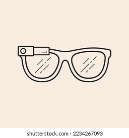 Modern Tech Glasses outline icon with lenses reflex, prism and camera.