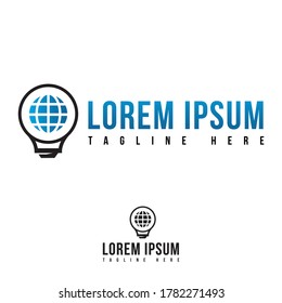 modern tech global solutions idea bulb logo design vector concept