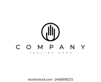 diseño moderno del logotipo de la mano de tecnología