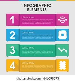 Modern tech infographic template. infographic design with tech icons includes cpu, robot arm. can be used for presentation, diagram, annual report, web design.