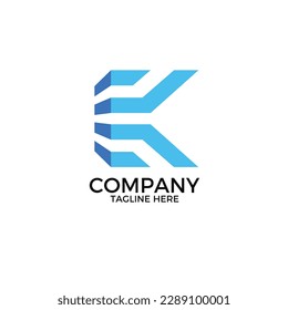 Logo Moderno Tech Letter K. K inicial.