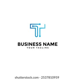 letra de tecnologia moderna logotipo T