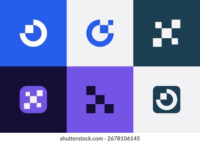 Modern Tech Logo Bundle - Abstract Geometric Technology Brand Identity Vector Set