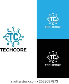 Modern Tech Logo with Circuit Design and Initials "TC" – Technology Brand Identity

