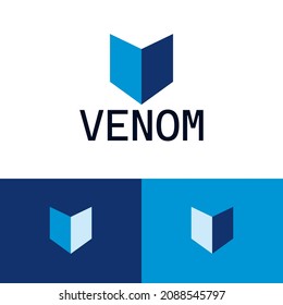 Modern tech logo design concept. Fintech logomark illustration. Can representing virus, hacker, security, shield, program, ai, system, blockchain, shield, code.