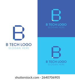 "Modern Tech Logo Letter B, editable logo, technology company logo,
