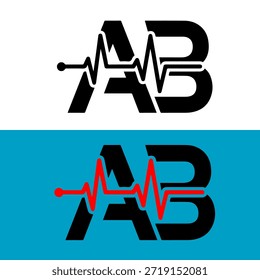 Logotipo tecnológico moderno com linha de pulso A e B