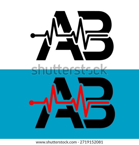 Modern Tech Logo with Letter A and B Pulse Line