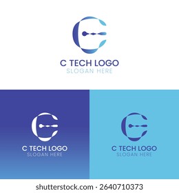 "Modern Tech Logo Letter C, lettermark logo, technology logo, corporate logo,