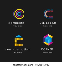 Modern tech logo set graphic illustration design vector logo brand.
