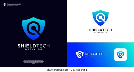 Modernes Design für das technische Schutzlogo. Schildform mit Buchstabe Q im negativen Raum