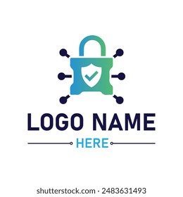 Modern tech secure logo design vector for business and company