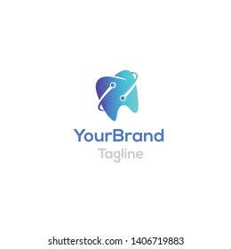 Modern tech teeth logo template vector