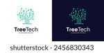 modern tech tree electrical circuit digital logo vector icon illustration