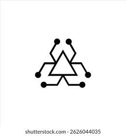 Modern Tech Triangle Logo - Abstract Circuit Line Art