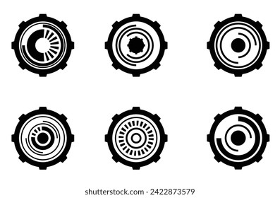 Modern Tech UI Gear Circles Set. Technology and computing concept vector