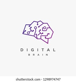 Modern Techie Digital link brain logo icon vector template on white background