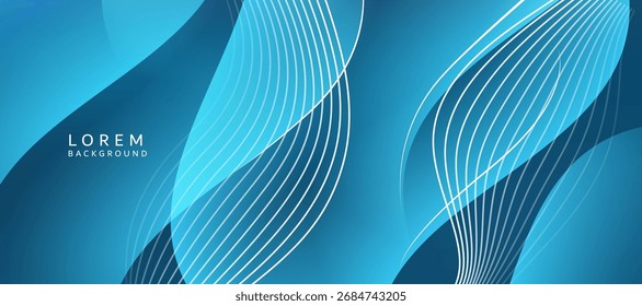 Un fondo de diseño técnico moderno en tonos azul marino, con líneas curvas delgadas y gráficos serpenteantes, dando una sensación fresca, limpia y confiable, con una atmósfera tecnológica.
