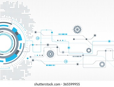 A modern technical design with cogs and a network theme
