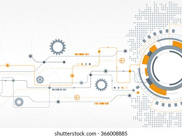 A modern technical design with cogs and a network theme