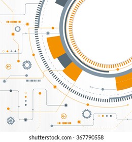 A modern technical design with cogs and a network theme