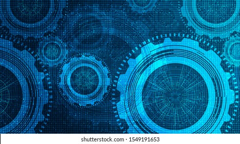 Modern Technical Gears wheel and Cock on Technology Background,vector