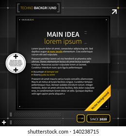Modern techno background with black square. EPS10.