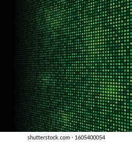 Modern techno background with a glowing green dots design