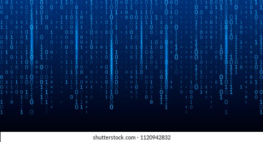 A modern techno banner is a stream of binary code. The numbers on the monitor are the computer matrix. The concept of hacking and programming. vector illustration
