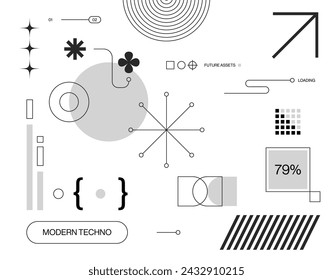 Colección de activos futuristas de Techno limpio, fondo futurista de Techno limpio, colección de formas modernas