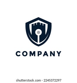 Diseño moderno de ilustración de logotipo de defensa tecno