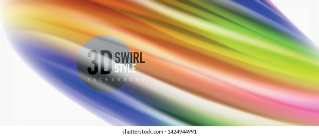 Moderne Techno Fluid Farbe fließt auf weißer bunter Poste. Vektorkunst für Ihr Design