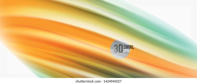 Modern techno Fluid color flow on white colorful poste. Vector art for your design