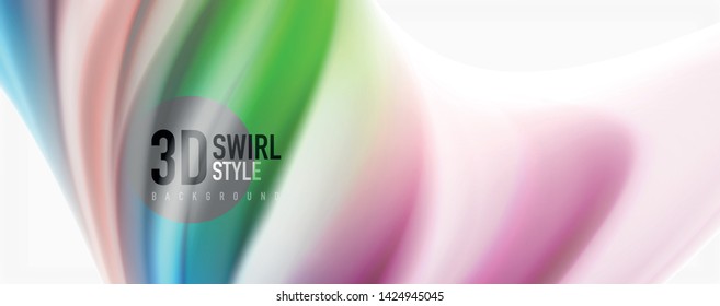 Modern techno Fluid color flow on white colorful poste. Vector art for your design