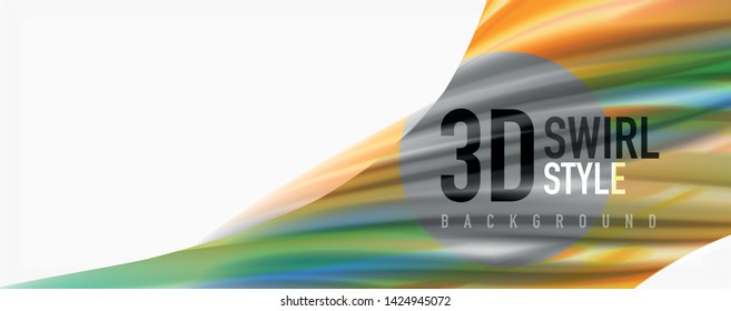 Moderne Techno Fluid Farbe fließt auf weißer bunter Poste. Vektorkunst für Ihr Design