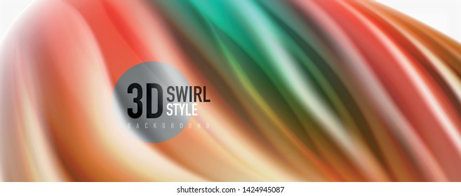 Modern techno Fluid color flow on white colorful poste. Vector art for your design