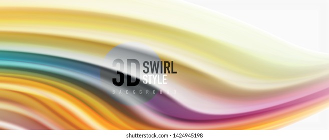 Modern techno Fluid color flow on white colorful poste. Vector art for your design