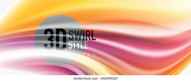 Modern techno Fluid color flow on white colorful poste. Vector art for your design