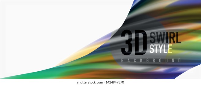 Modern techno Fluid color flow on white colorful poste. Vector art for your design