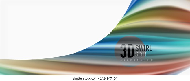 Modern techno Fluid color flow on white colorful poste. Vector art for your design