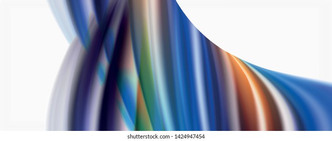 Modern techno Fluid color flow on white colorful poste. Vector art for your design